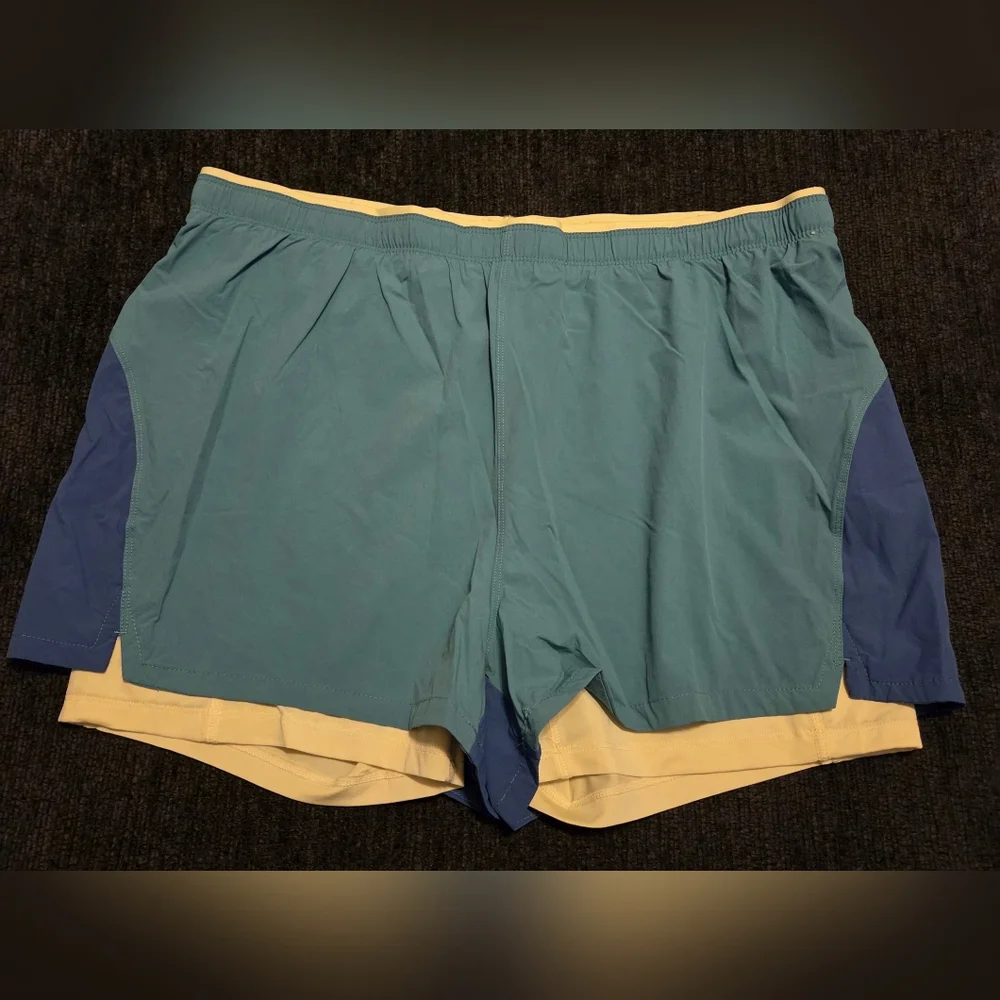 Eddie Bauer Womens Green Blue Yelliw Athletic Shorts Size L